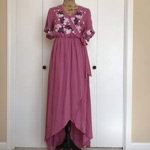 Blush embroidered maxi dress!
